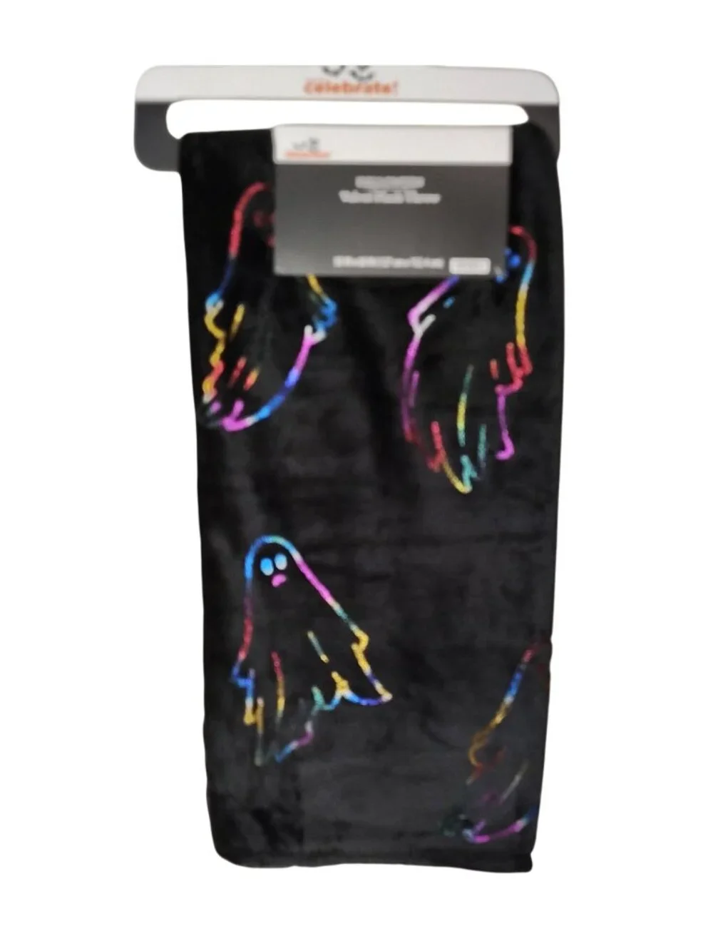 Rainbow Ghost Throw Blanket Polyester 50x60 inch Halloween Black Neon Design